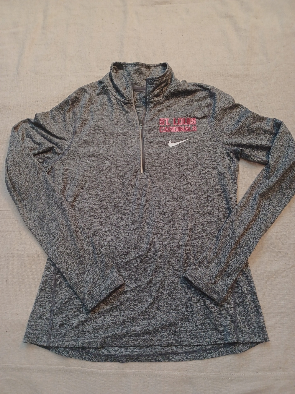 Nike Gray St. Louis Cardinals Heathered Quarter-Zip Pullover Women's Size Medium